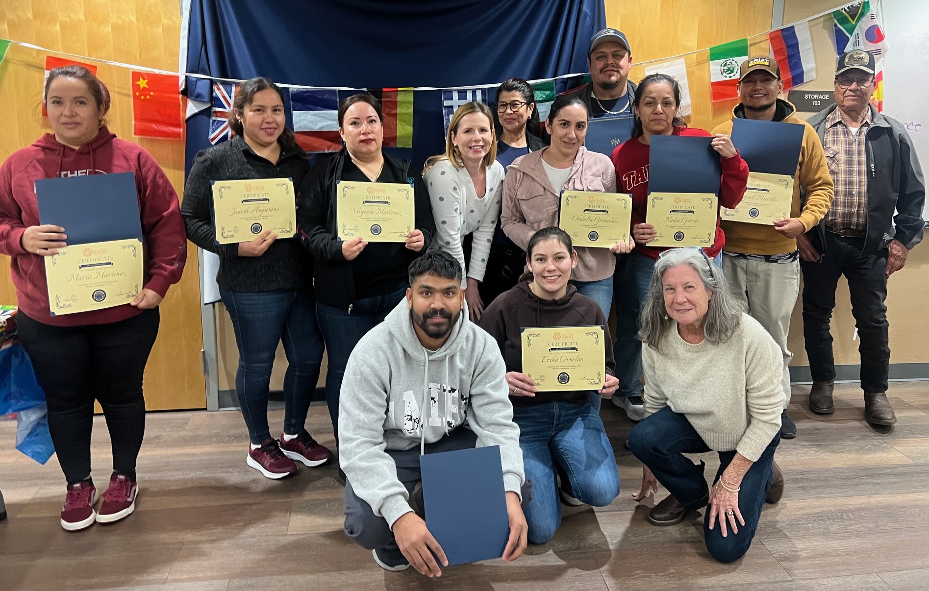 Group of students with their certificate