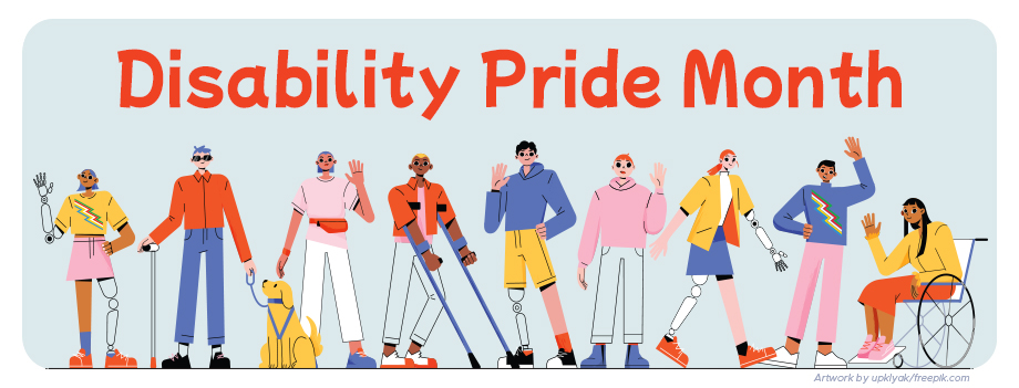 illustration of a group of people showing a diverse range of disabilities