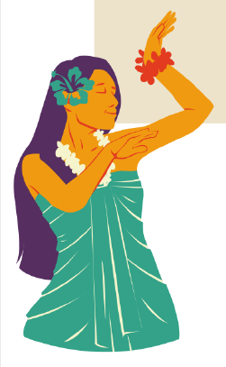 Illustration of a Hawaiian woman dancing