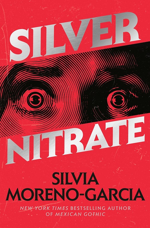 Bright red cover with stark black woodcut-style closeup of a woman's wide, shocked eyes.