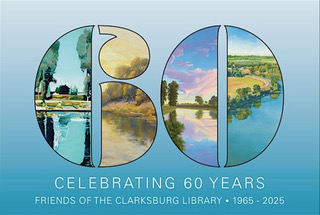 The number 60 overlaid with paintings of natural scenery. Text below reads 